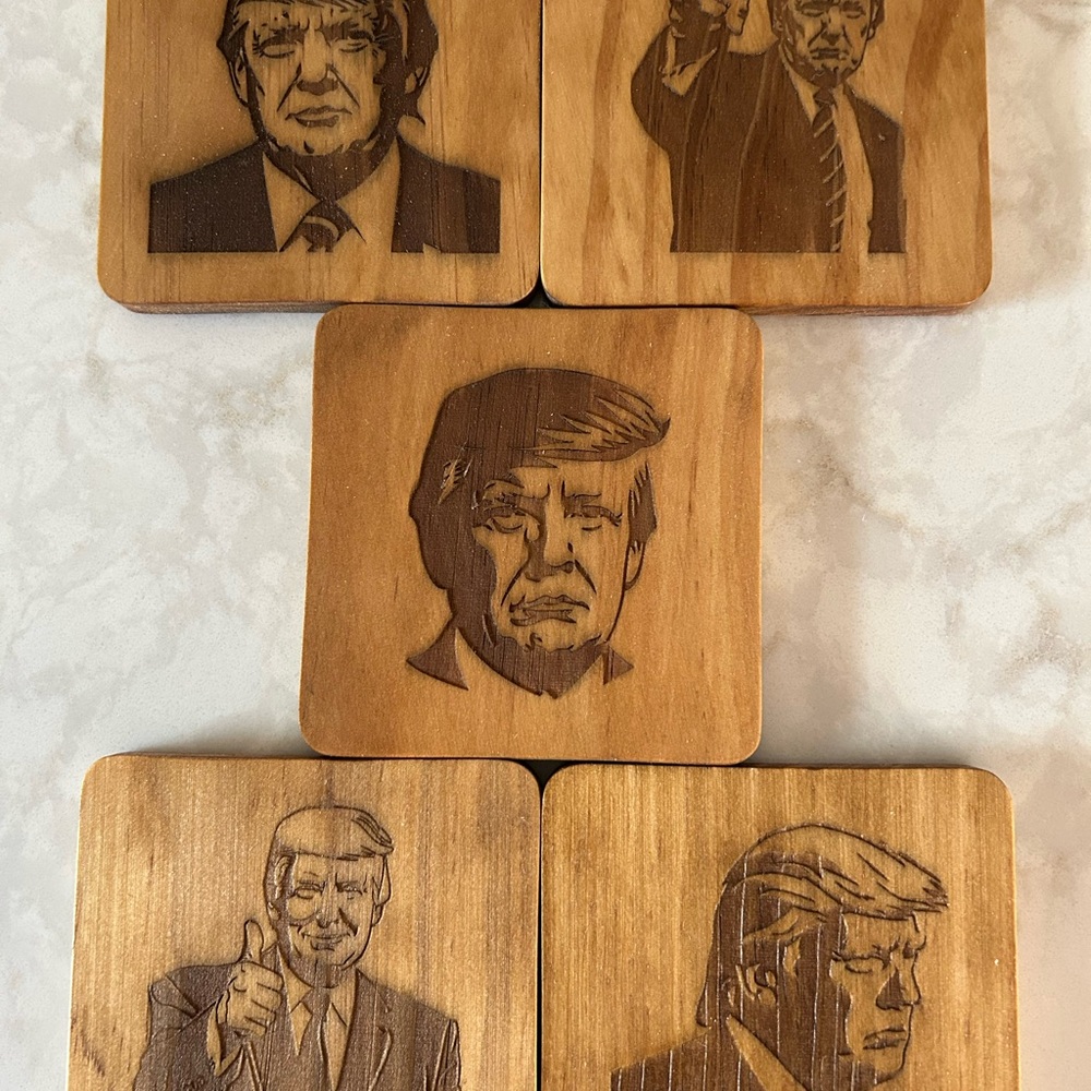 Wooden Trump Coasters